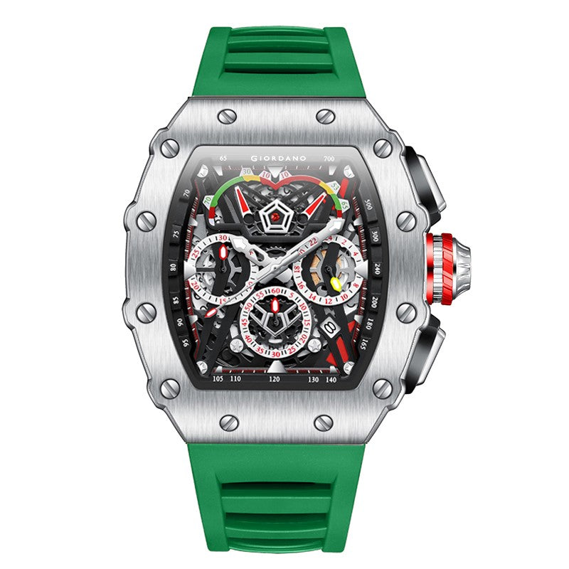 Giordano SPYDER Multifunction Watch - with Day, Date, and 24-Hour Sub-Dials | Water Resistant Square dial Unique Design Wrist Watch for Man | Best Gift for Males - GZ-50120-06